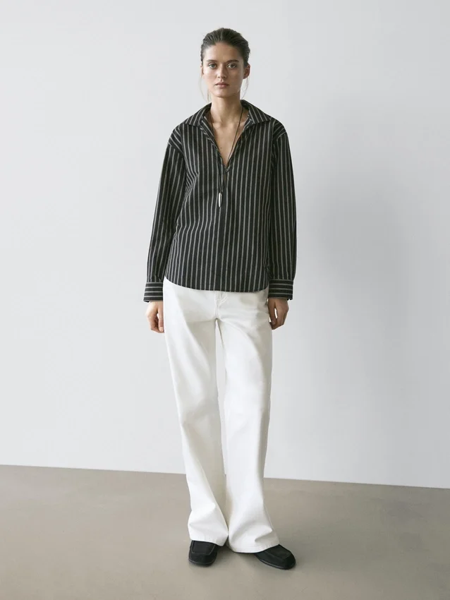 Gestreiftes Hemd aus Baumwollmischung Gestreiftes Hemd aus Baumwollmischung