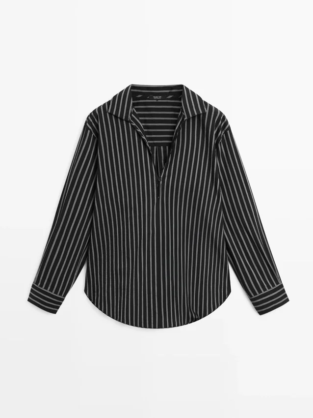 Gestreiftes Hemd aus Baumwollmischung Gestreiftes Hemd aus Baumwollmischung