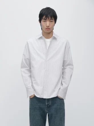 Gestreiftes Hemd aus Baumwollmischung in Regular Fit