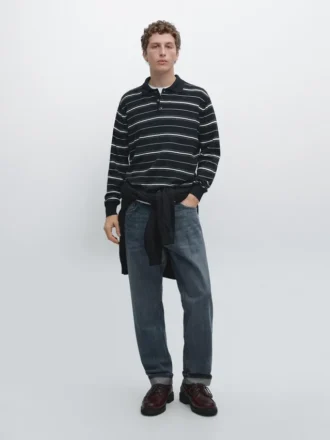 Gestreiftes Poloshirt aus Baumwollmischung