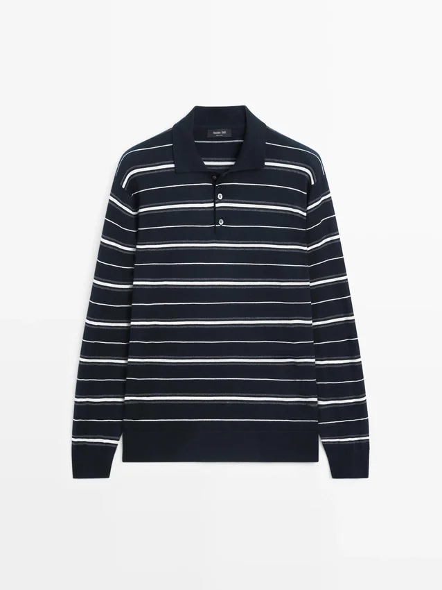 Gestreiftes Poloshirt aus Baumwollmischung Gestreiftes Poloshirt aus Baumwollmischung