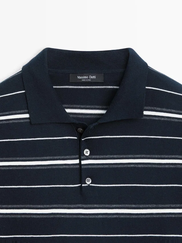 Gestreiftes Poloshirt aus Baumwollmischung Gestreiftes Poloshirt aus Baumwollmischung
