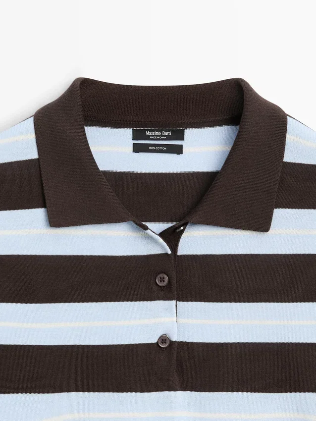 Gestreiftes Poloshirt aus Baumwollstrick Gestreiftes Poloshirt aus Baumwollstrick