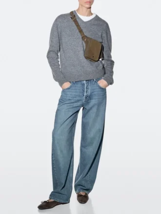 Gürteltasche aus Spaltleder mit zwei Fächern