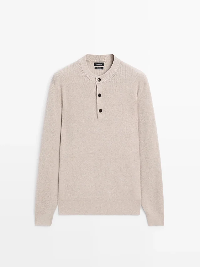 Henley-Pullover aus Baumwollstrick Henley-Pullover aus Baumwollstrick