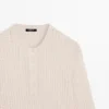 Henley-Pullover aus Wollmischung mit Cutwork-Verzierung
