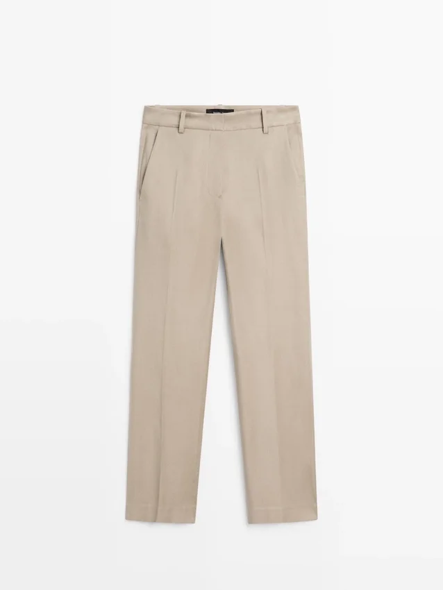 Hose aus Leinenmischung mit geradem Bein Hose aus Leinenmischung mit geradem Bein