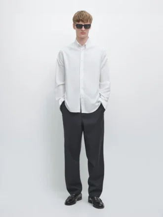 Hose aus Wolle mit Hahnentrittmuster