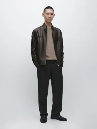 Jacke aus Nappaleder mit Used-Look