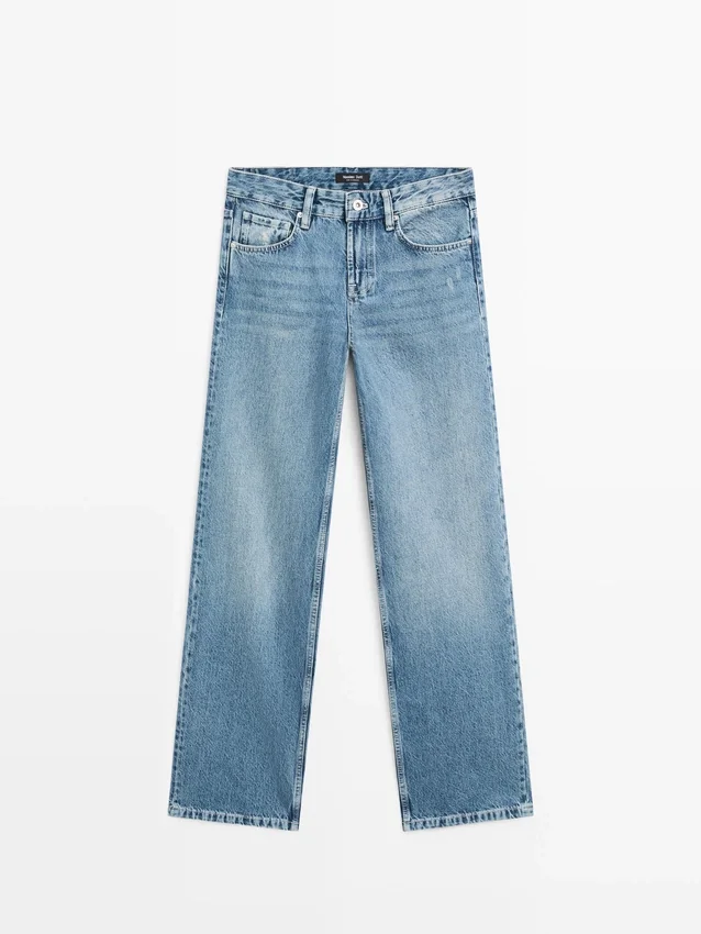 Jeans mit geradem Bein und niedriger Leibhöhe Jeans mit geradem Bein und niedriger Leibhöhe