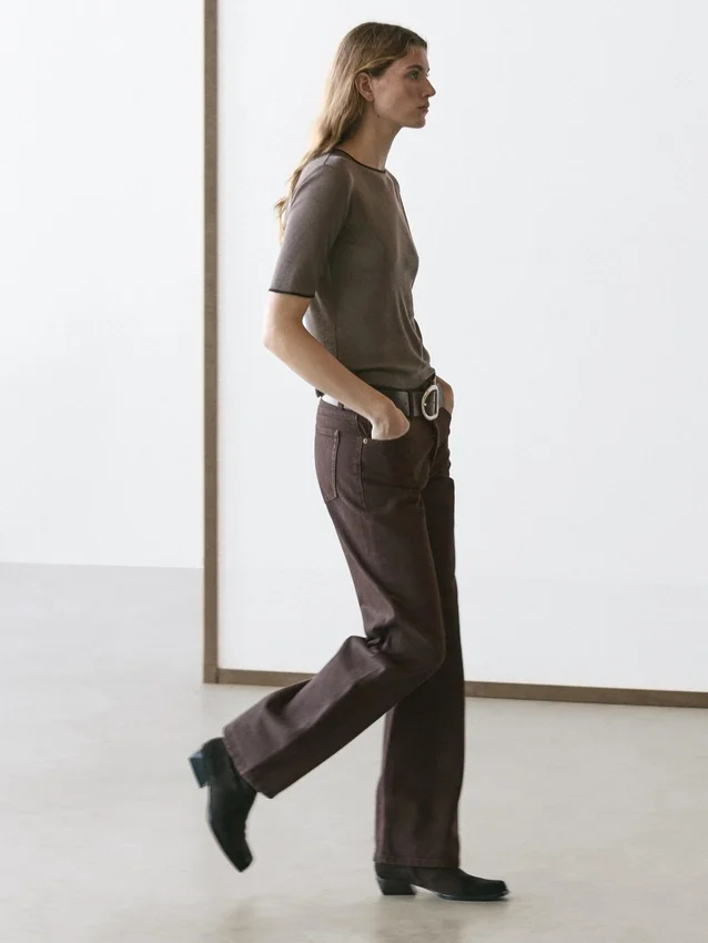 T-Shirt aus Wollmischung mit Kontrastdetail T-Shirt aus Wollmischung mit Kontrastdetail