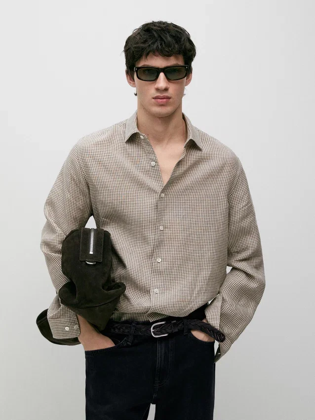 Kariertes Hemd aus 100 % Leinen Kariertes Hemd aus 100 % Leinen