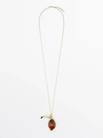 Kettenhalskette mit Glasanhänger in Zitronenform