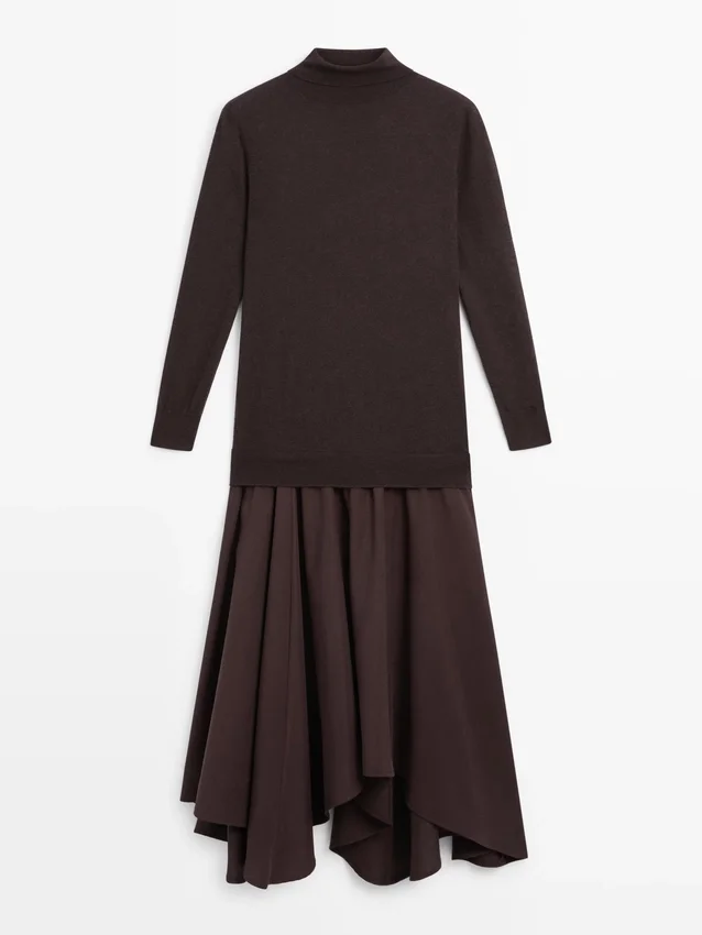 Kleider aus Wollmischstrick mit kontrastierenden Details Kleider aus Wollmischstrick mit kontrastierenden Details