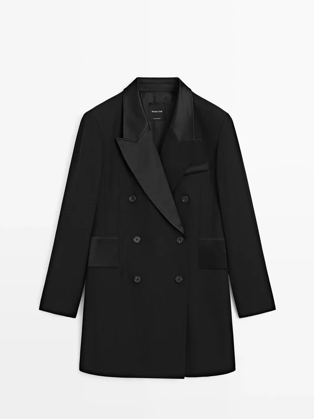 Kleider im Blazer-Stil mit Satin-Details Kleider im Blazer-Stil mit Satin-Details