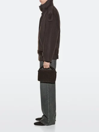 Kleine geflochtene Tasche aus Spaltleder