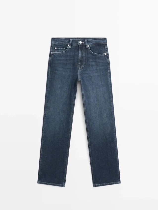 Komfortable Jeans mit geradem Bein und hoher Taille Komfortable Jeans mit geradem Bein und hoher Taille