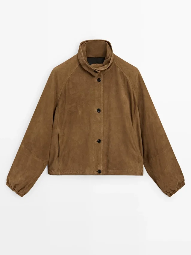 Kurze Bomberjacke aus Wildleder Kurze Bomberjacke aus Wildleder