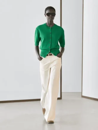 Kurzärmelige Strickcardigan aus Baumwollmischung