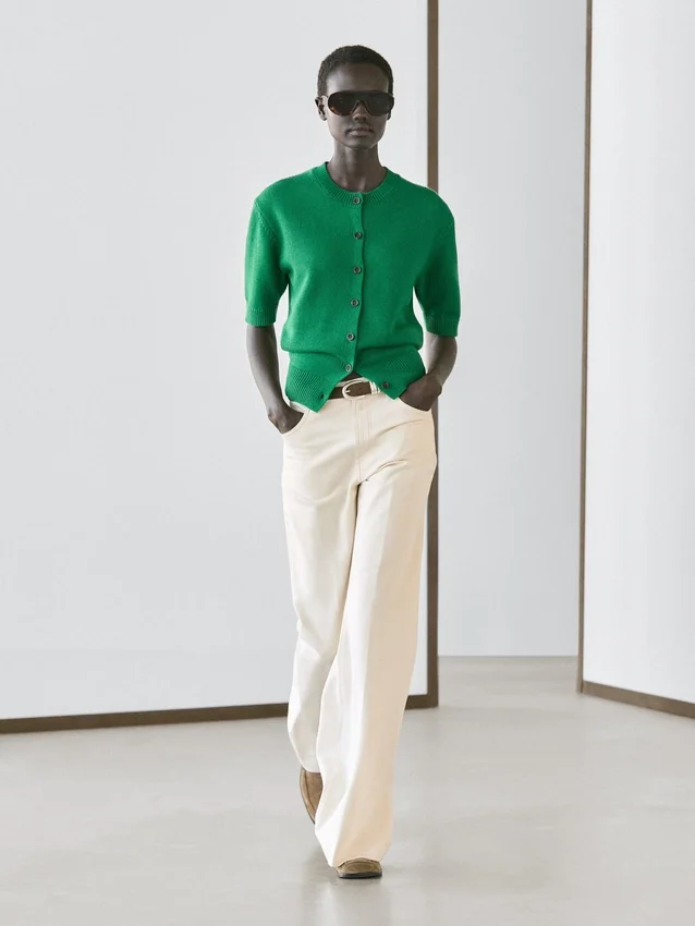 Kurzärmelige Strickcardigan aus Baumwollmischung Kurzärmelige Strickcardigan aus Baumwollmischung