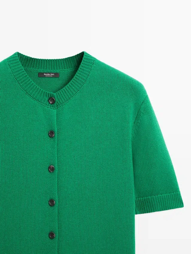 Kurzärmelige Strickcardigan aus Baumwollmischung Kurzärmelige Strickcardigan aus Baumwollmischung