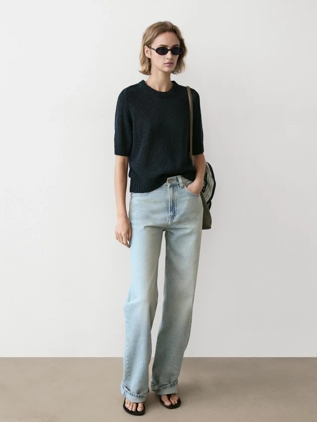 Kurzärmeliger Strickpullover Kurzärmeliger Strickpullover