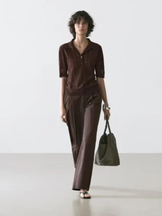 Kurzärmeliges Poloshirt aus Wollmischgewebe