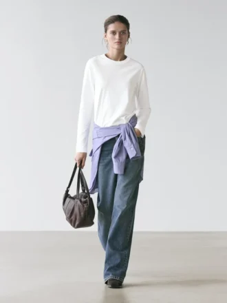 Langarm-T-Shirt aus 100 % Baumwoll-Interlock