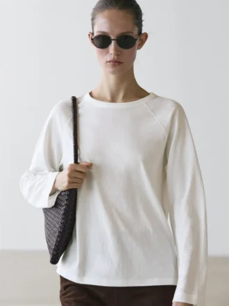 Langarm-T-Shirt aus 100 % Baumwolle