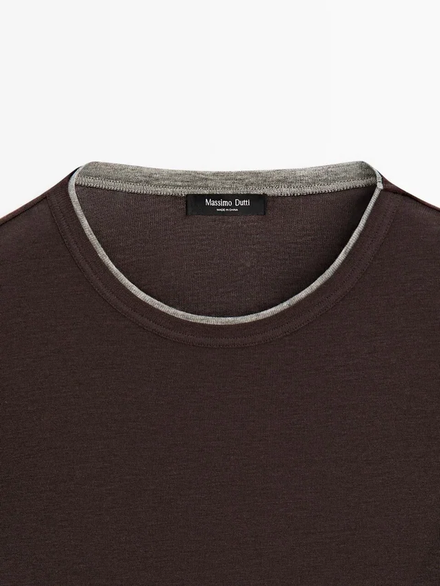 Langarm-T-Shirt mit doppellagigem Saum Langarm-T-Shirt mit doppellagigem Saum