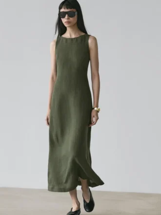 Langes Leinen-Kleid