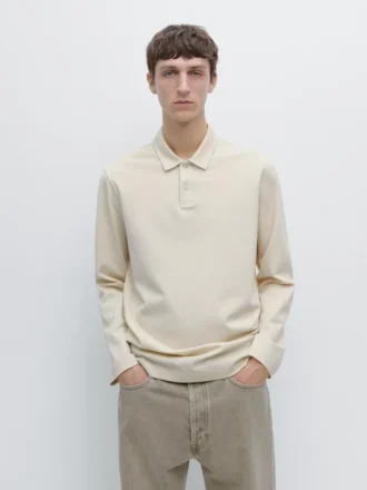 Langärmliges Poloshirt aus merzerisierter Baumwolle