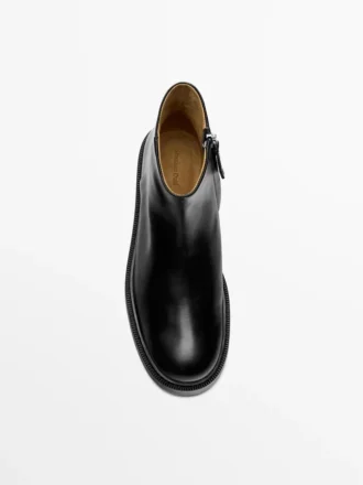 Leder-Stiefeletten mit Wildlederfutter Leder-Stiefeletten mit Wildlederfutter