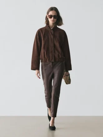 Leggings aus Nappaleder mit elastischen Details