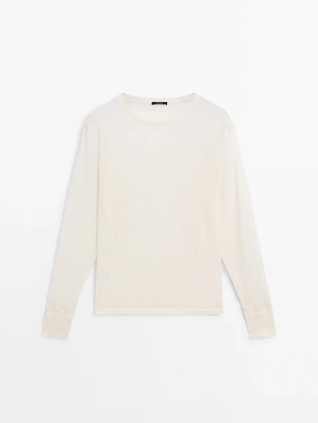 Leichtes T-Shirt aus einer Woll-Leinen-Mischung Leichtes T-Shirt aus einer Woll-Leinen-Mischung