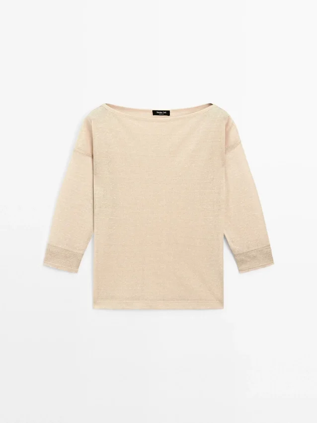 Leichtes T-Shirt aus einer Woll-Leinen-Mischung Leichtes T-Shirt aus einer Woll-Leinen-Mischung