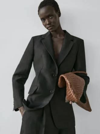 Leinen-Blazer mit Taschen