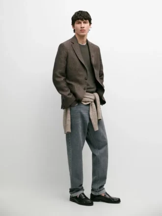 Leinen-Blazer mit Taschendetails