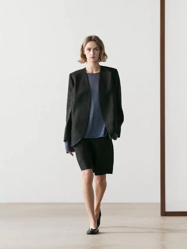 Leinen-Blazer ohne Revers Leinen-Blazer ohne Revers
