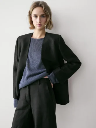 Leinen-Blazer ohne Revers