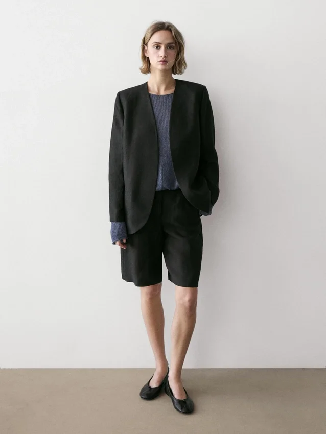 Leinen-Blazer ohne Revers Leinen-Blazer ohne Revers