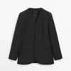 Leinen-Blazer ohne Revers Leinen-Blazer ohne Revers