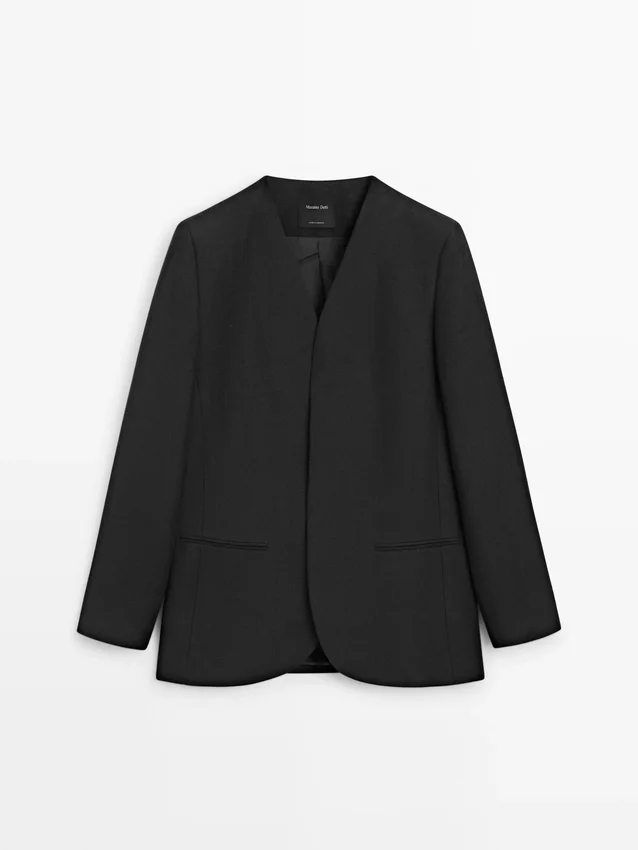 Leinen-Blazer ohne Revers Leinen-Blazer ohne Revers