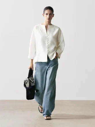 Leinenjacke mit Knopfdetails