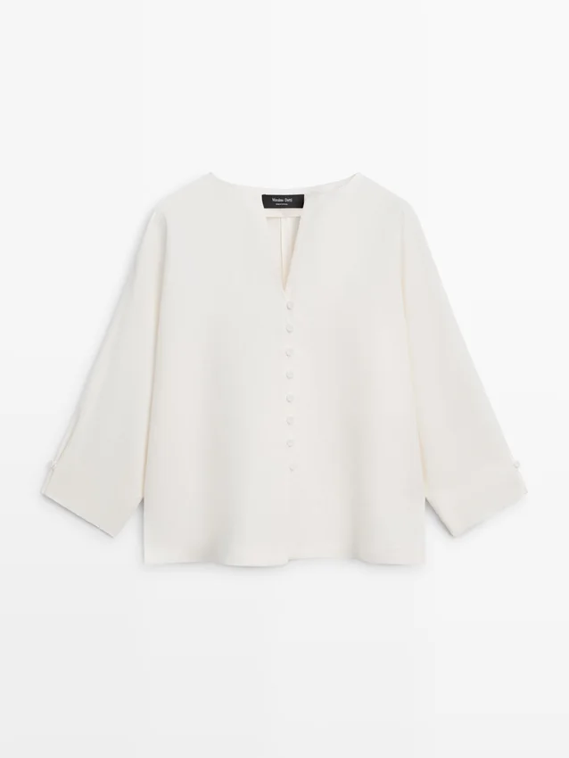 Leinenjacke mit Knopfdetails Leinenjacke mit Knopfdetails