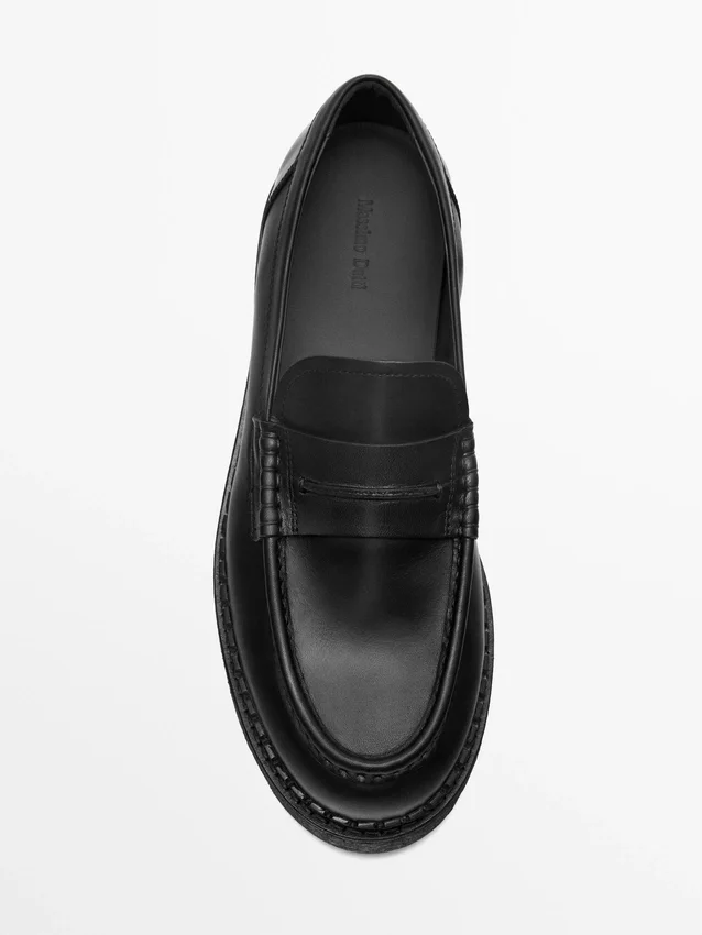 Loafer aus Leder mit Profilsohle und Penny-Riemen Loafer aus Leder mit Profilsohle und Penny-Riemen