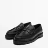 Loafer aus Leder mit Profilsohle und Penny-Riemen Loafer aus Leder mit Profilsohle und Penny-Riemen