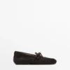 Loafer aus Spaltleder mit geraffter Schleife Loafer aus Spaltleder mit geraffter Schleife