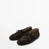 Loafer aus Spaltleder mit geraffter Schleife Loafer aus Spaltleder mit geraffter Schleife
