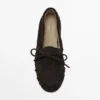 Loafer aus Spaltleder mit geraffter Schleife Loafer aus Spaltleder mit geraffter Schleife
